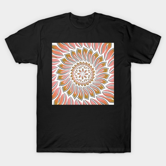 Floral Lagoon Mandala - Intricate Digital Illustration - Colorful Vibrant and Eye-catching Design for printing on t-shirts, wall art, pillows, phone cases, mugs, tote bags, notebooks and more T-Shirt by cherdoodles